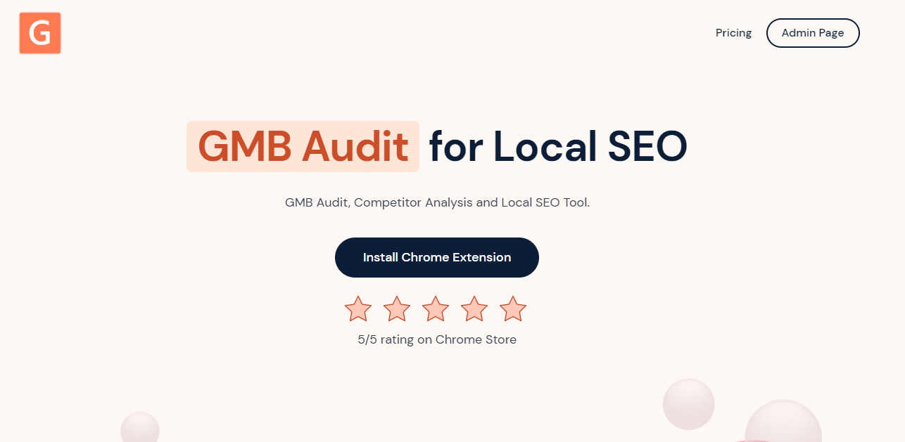 The GMB Everywhere website showing the Install Chrome Extension button