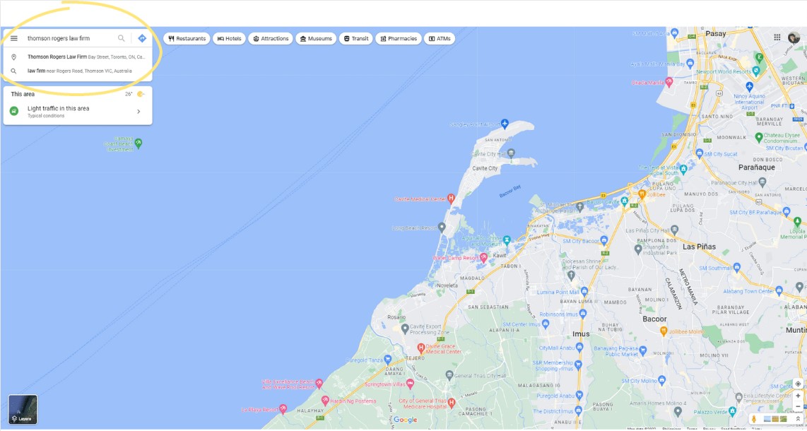 Screenshot showing where to search for a competitor in Google Maps