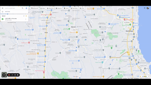 Screenshot showing the categories on Google Maps