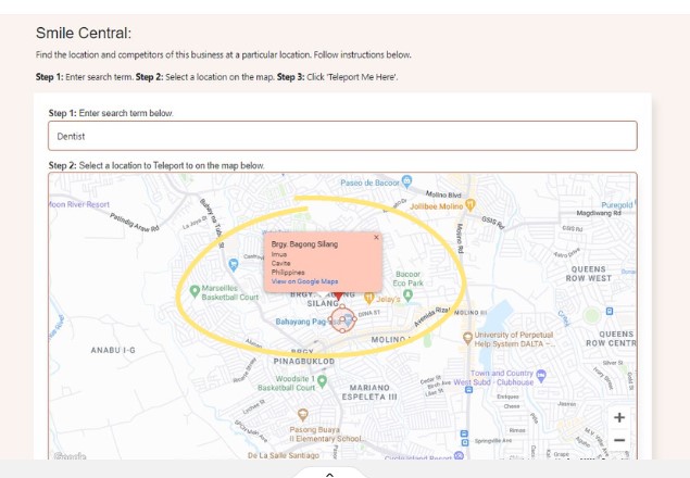 Screenshot showing Step 2 where you drop a pin on the map