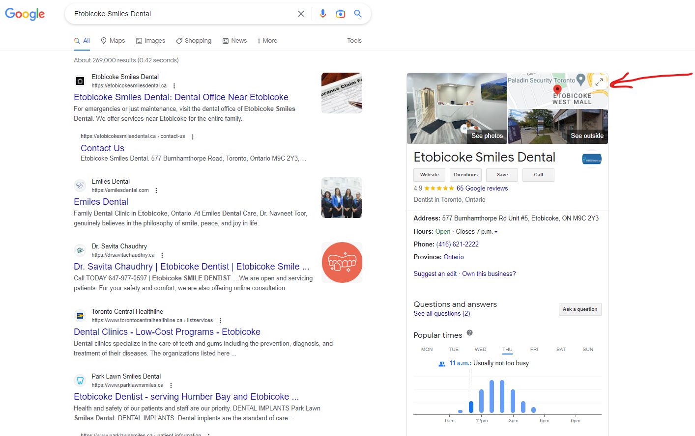 Screenshot showing a Google Knowledge Panel displayed on the right side of search results
