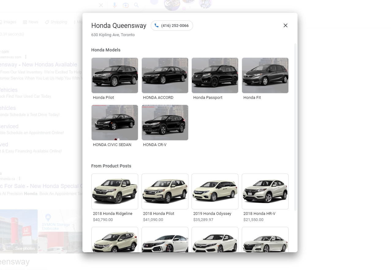 Screenshot showing the Products section in the GMB Everywhere audit page
