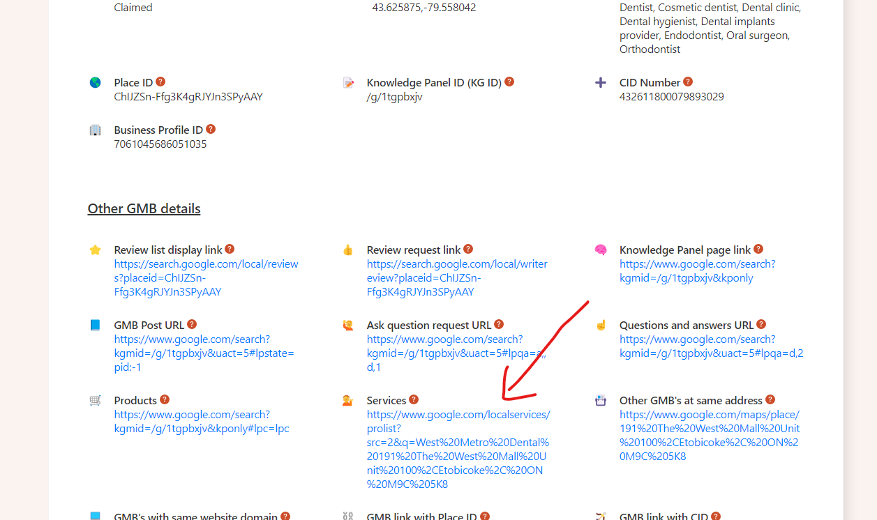 Screenshot showing the Basic Audit page with Services link