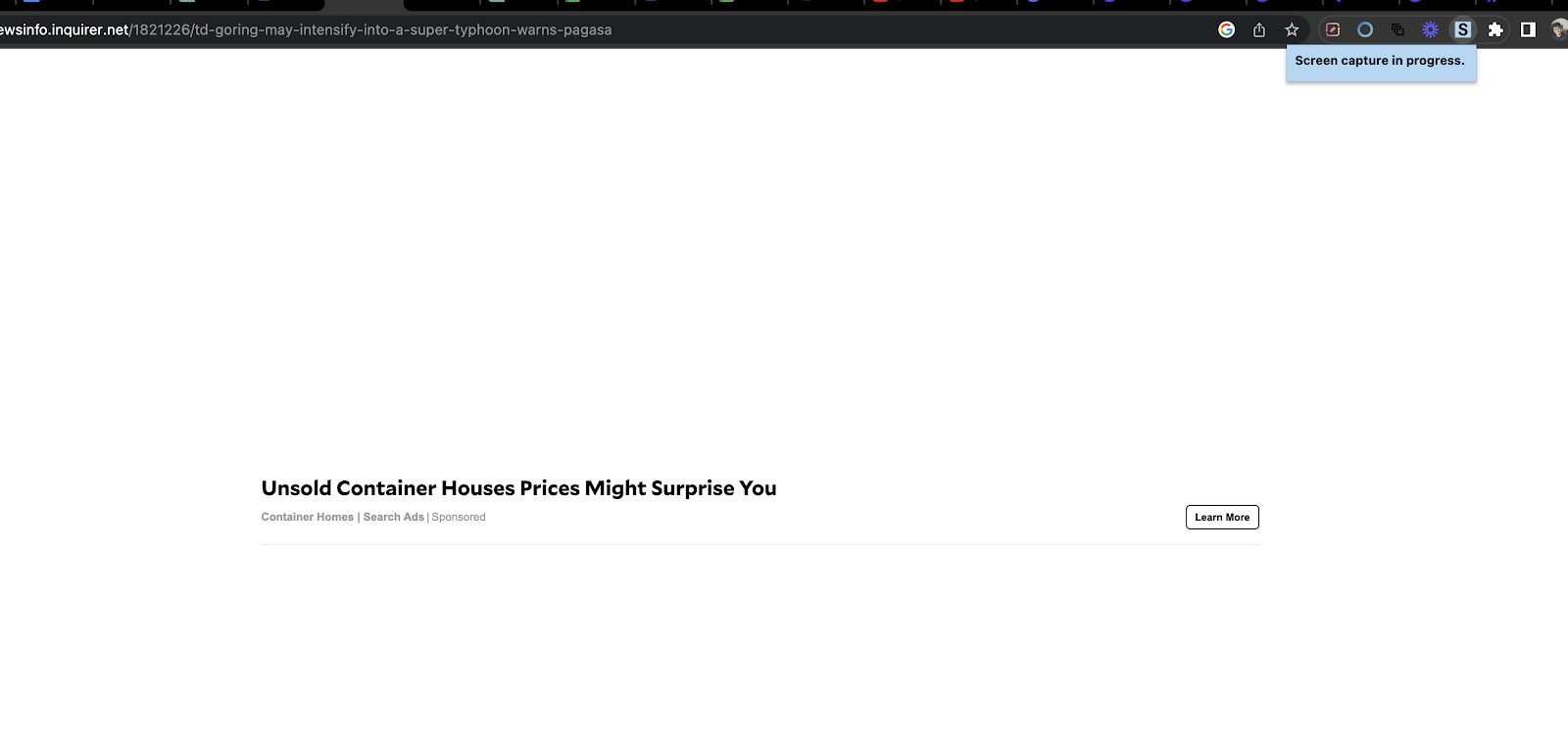 Full page screenshot result showing the captured webpage