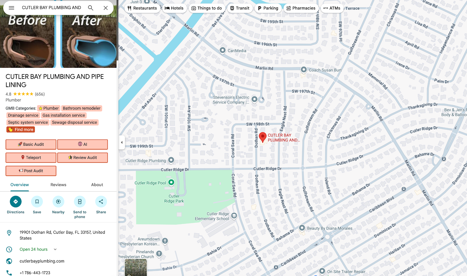 Screenshot showing competitor primary and secondary categories