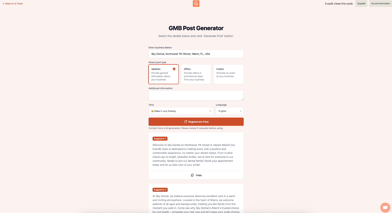 Screenshot showing Posts and Links audit